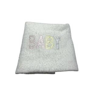 Quiltex White Baby Blanket Appliqué Satin Trim Vintage Receiving Acrylic Unisex